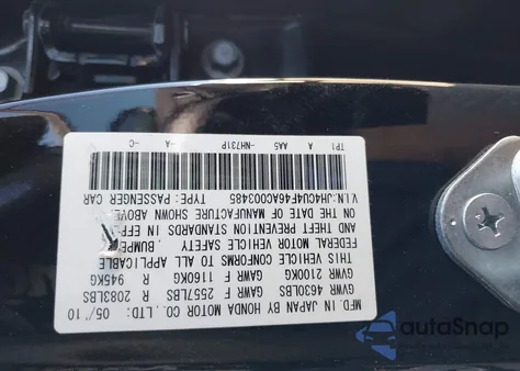 2010 Acura Tsx 3.5 из США, поврежденный, VIN JH4CU4F46AC003485